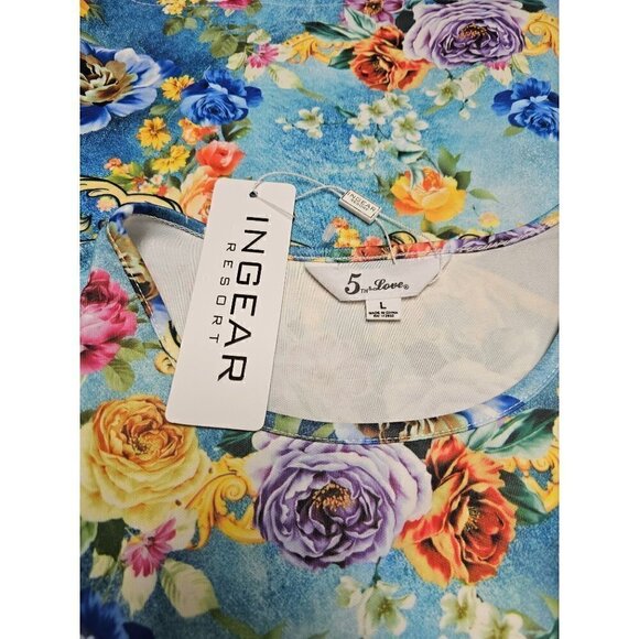 Ingear Resort Shift Style, Summer, Victorian Floral Mini Dress, Size Large - Picture 6 of 7